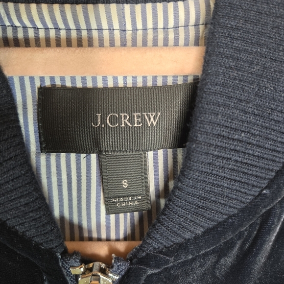 J CREW Navy Blue Velvet Zip Cropped Jacket - Picture 6 of 9